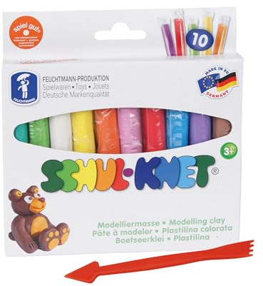 Feuchtmann SCHUL-KNET | Basic+ Knetset 10 x 18g Kinderknete mit Modellierwerkzeug | vegane glutenfreie Spielknete | nicht trocknende Knete | ungiftige Modelliermasse