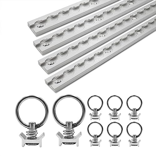 LABT Aluminium Airlineschienen Set mit Fittingen. 4X 1,5m Schienen 8X Zurrösen Eckige Airlineschiene zur Ladungssicherung für Anhänger, LKW, Wohnmobile - eloxierte Zurrschiene (Set 11)