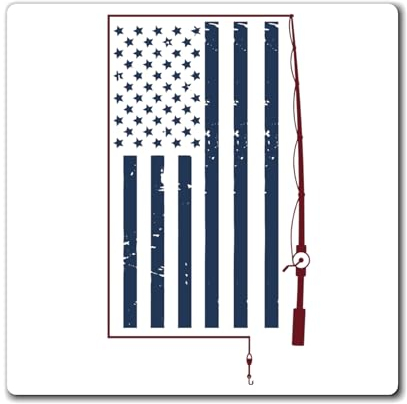Teegarb Letter Blanket Angel-T-Shirt mit USA-Flagge, lustiges Angel-Shirt, Camping-T-Shirt, Strandurlaub-Shirt, Angler-Geschenk-Magnete, 7,6 x 7,6 cm