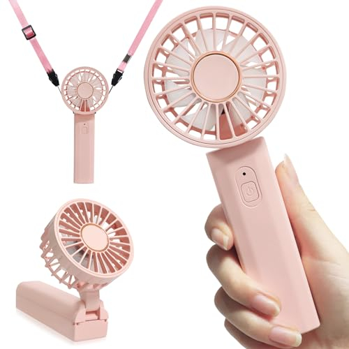 Feebee Ventilateur Portable, Ventilateur USB Mini Silencieux, Batterie Rechargeable 2000mAh, 3 en 1, Rotation à 180°, Ventilateur à Main, 3 Vitesses Réglables pour Camping, Bureau, Poche, Voyage