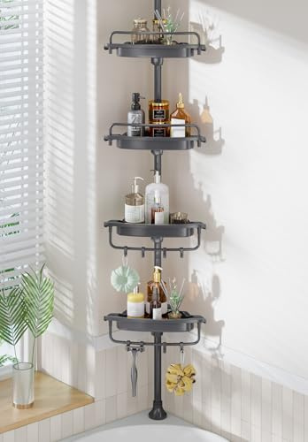 WSBArt Sturdy Shower Caddy - 4 Tier Adjustable Organizer, Rustproof Stainless Steel, 32-122 Inch