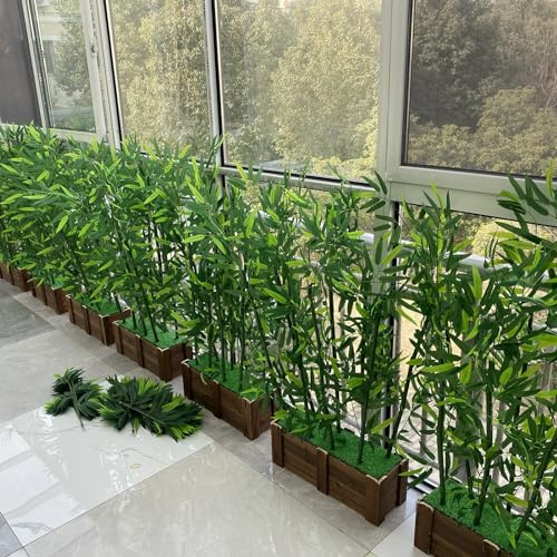 CVERTHAF Pannello per siepi Artificiali Finto Albero di bambù - Recinzione Privacy per Piante Artificiali Alta 1/1,2/1,5/1,8 m, divisori in plastica per Ufficio Domestico/Kit da Parete Verde (Colore: