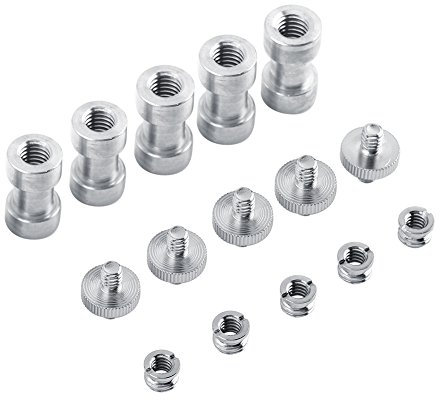 Agatige Montaje de Tornillo de Rosca, 5 Piezas Adaptador de Montaje de Tornillo de Rosca de 1/4 a 3/8 Adaptador convertidor para DSLR, Flash, Soporte de luz, trípode, monopié, rótula