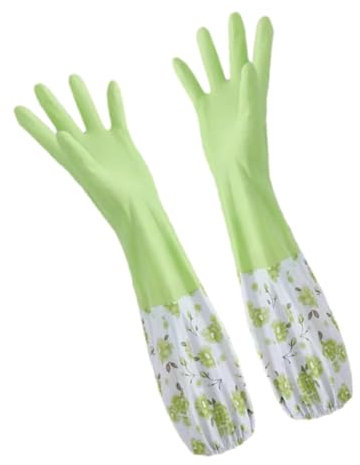 COLLBATH Kitchen Gloves Dishwashing Gloves Reusable Fleece Lining Long Cuffs Oil Stain Resistant