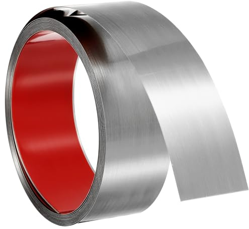 QUARKZMAN Wandabschlussleiste, 16,4 ft x 1,97 in Edelstahl selbstklebendes Zierleisten metallisiertes gebürstetes Finish Streifen Rand Rahmen für Heimwerkerdekoration, Silber