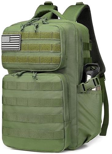Wotony Militärischer taktischer Rucksack für Herren, wasserdichter Tagesrucksack, 3-Tage-Assault Pack, Molle-Tasche mit Wasserflaschenhalter (Militärgrün, 25 l)