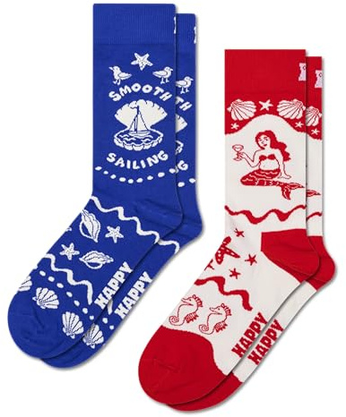 Happy Socks Amazon Exclusive Style – 2er-Pack nachhaltige Crew-Socken im Segeldesign für Damen und Herren – Größe 36–40