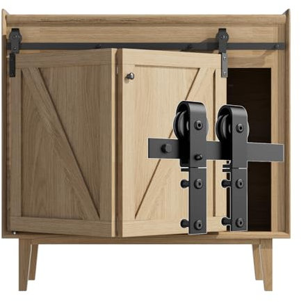 ETIASQSA 4FT/122CM Mini Porta Scorrevole Pieghevole Kit, Mini Set Completo di Accessori Per Porte Scorrevoli, Per Bypass Doppia Porte (senza ante dell'armadio)