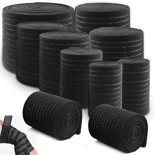 GZhaimai 9 Stück Elastische Binde, Elasthan Bandage, Bandagen für Arm, Ellbogen, Oberschenkel, Wade, Knöchel, Knie, Männer oder Frauen(70/120/150/180/280cm)