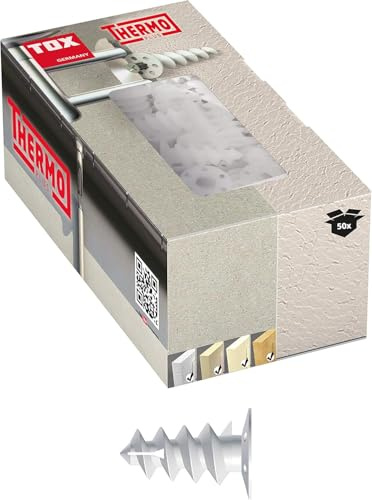 TOX 55 mm, Dämmstoffdübel Thermo Plus M, Dübel ohne Vorbohren oder Spezialwerkzeug, verhindert Wärmebrücken, für EPS, XPS 20, PUR und Holzfaserplatten, 50 Stück im Karton, 072100421, Weiß