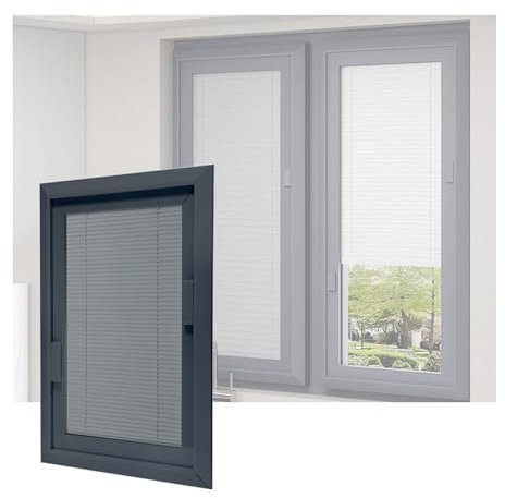 XILYZMO Persianas Puertas Ventana con Marco Elevado Paneles Vidrio, Persiana Inserto Vidrio Ventanas Fácil Instalación Marco Al RAS Puertas Persianas Adicionales para Interiores(90x110cm)