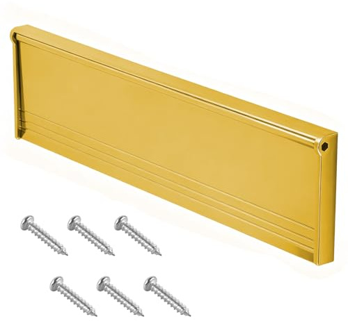 Door Letterbox Flap 11.5 Inch 1 Set,Letter Box Cover for Front Door with Draught Excluder Brush and Sprung Prevents Draughts Coming Through Compatible with UPVC Composite Wooden Doors (Gold)