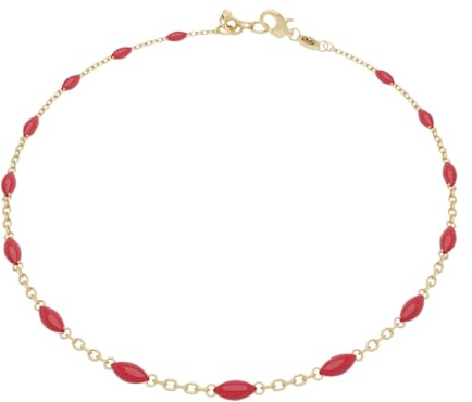 Bracelet Femme – or 18 carats – 0.64 gr – chaîne avec maillons émaillés rouges, élégance – Valeur refuge – Idée cadeau – poinçon 750 – Certificat d’authenticité – Salia Gold Paris