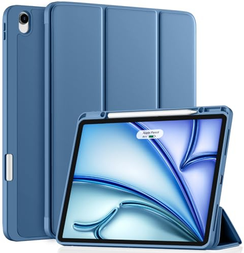 Vobafe Funda iPad Air 13 Pulgadas 2025 2026 2024 (M4/M3/M2) con Porta Lápiz | Funda Delgada con Soporte para Tableta, Visualización Multiángulo, Activación/Desactivación Automática, Azul