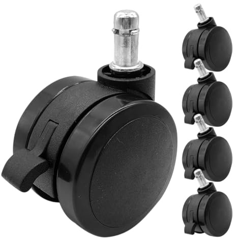 Homoyoyo Set 5 Ruote per Sedie da Ufficio Freno, Rotelle Girevoli in Pu Nere per Pavimenti in Legno Duro, Sostituzione Rotelle per Sedie da Computer Installazione Facile e Funzionamento
