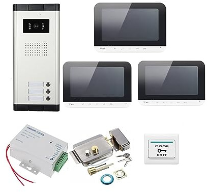 Video Intercom 7-tums LCD-skärm Wifi Trådlös Dörrtelefon Kit For 2/3 Enheter Lägenhet Tydlig Display Skydd Alla Väder(V70MG-620-1V3-lock)