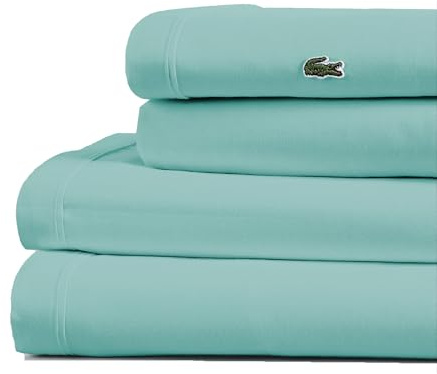 Lacoste Percale Solid Sheet, Water Blue, Twin