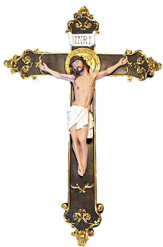 Love's Gift 24 Inches Wall Mounted Resin Jesus Christ on Inri Cross Wall Crucifix Home Chapel Decoration (Beige)