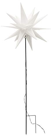 Bonetti 3D Leuchtstern inkl. warm-weißer LED Beleuchtung | für Innen und Außen geeignet | hängend | 7,5 m Zuleitung (weiß, ca. 57x44x48 cm mit Erdspieß (Netzstecker))