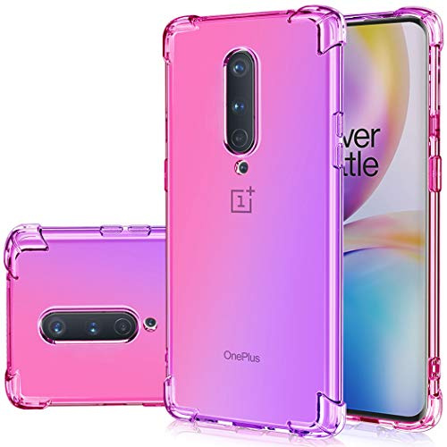 Jhxtech OnePlus 7 Pro Funda para teléfono móvil, Transparente y Linda Degradado Funda para teléfono móvil Delgado Flexible TPU Funda Protectora a Prueba de Golpes para OnePlus 7 Pro (Rosa/Púrpura)