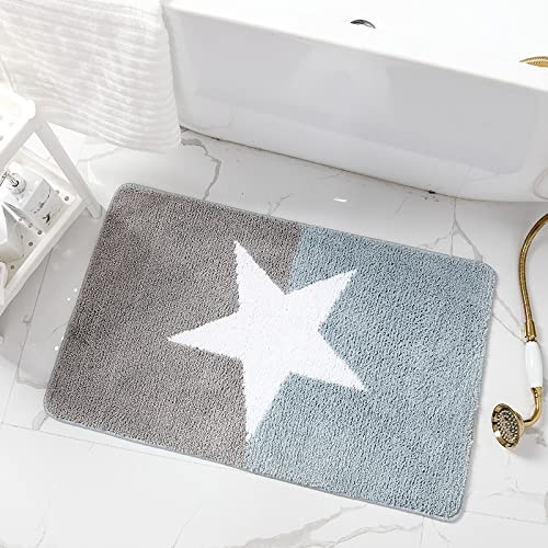 ZZDXL Badezimmerteppich Graublauer Stern Duschvorleger rutschfest Badematte Saugfähig Badvorleger Gross Badteppich Mikrofaser Badteppiche Maschinenwaschbar40×60cm