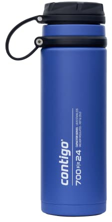 Contigo Fuse Insulated Stainless Steel Water Bottle | Large 100 % leakproof Drinking Bottle | Keeps cool for 30 hours | Wide screw-top lid | Ideal for School, Hiking | 700 ml | Bluecorn