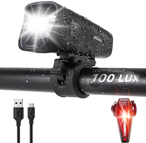 LED Fahrradlicht Set, 100 Lux Fahrradlampe, StVZO Zugelassen Fahrradbeleuchtung, Type-C Fahrrad Licht USB Aufladbar, IPX5 Regenfest Fahradlicht, Vorne Frontlicht & Rücklicht Set, für Radfahren