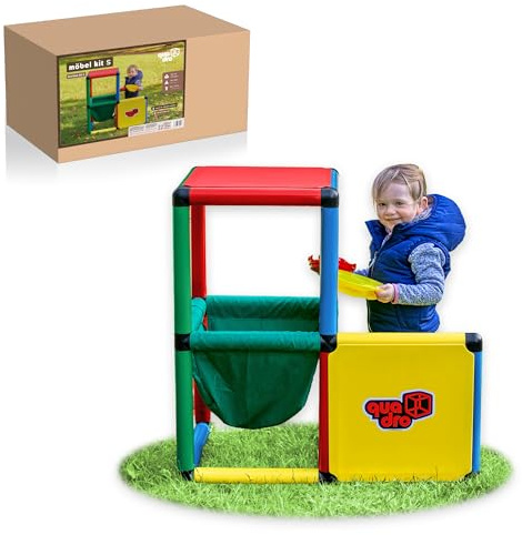 Quadro Möbel Kit S – Modularer Kindermöbel-Baukasten, 169 Teile, ab 6 Monaten, Indoor/Outdoor, UV-stabil, Made in Germany