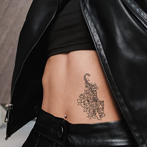 MyJagua Tattoo • Tiger Flowers | 1-2 Wochen Tattoo | Auf Pflanzenbasis | Hautverträglich | Wasserfest | Neue Tattoo Technologie | Kein Klebe Tattoo