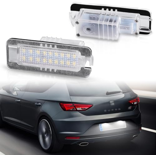 POPMOTORZ LED Kennzeichenbeleuchtung, 2 Stück LED Nummernschildbeleuchtung 2835 SMD mit CanBus Fehlerfrei für SEAT Altea XL Exeo Ibiza Leon2/3 VW GOLF4 GOLF5 GOLF6 GOLF7 Scirocco Passat 3c B6 Polo 9N
