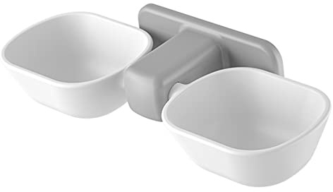 TITA-DONG Wall Mounted Cat Food Bowl, Adjustable Elevated Cat Bowls, Hanging Cat Food Bowls, Wall Mounted Double Bowl Cat Water Bowl Anti Spill Vomiting for Kittens Cats(White)