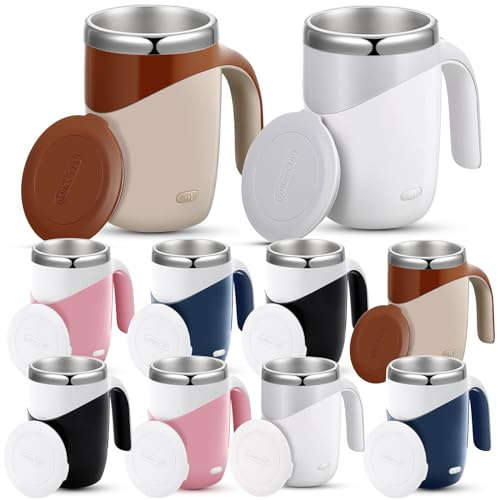 Patelai 10 Pack Self Stirring Coffee Mug Bulk Mixing Cup Bulk 13.5 oz Stainless Steel Auto Stirring Tumbler Electric Mixer for Men Women Father Day Employee Birthday Gift