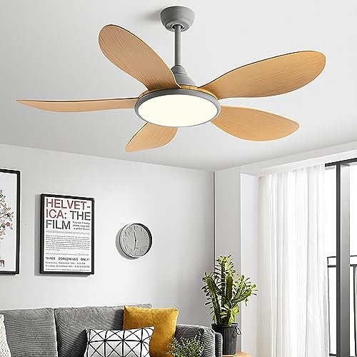 YUNZI 108CM Ceiling Fan with Light and Remote Control, Indoor LED 72W Dimmable Fan Ceiling Lamp for Living Room Bedroom Dining Room Lighting, 6 Speeds, Eye Protection Light, Grey