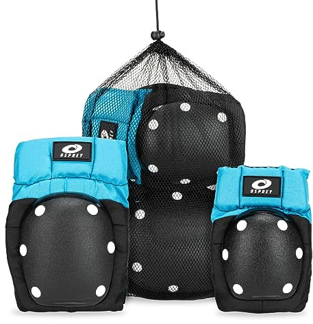 Osprey Combo Pack Knee & Elbow Pad Set, Skate Scooter BMX Protection Set for Kids and Teens, Size L, Blue