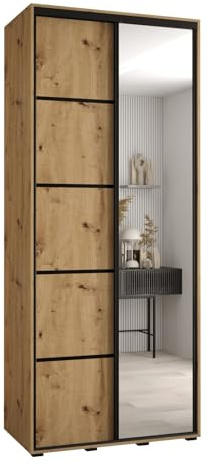 ABIKSMEBLE Armoire Porte coulissante Miroir Davos 5 - Armoire Chambre - Dressing Chambre Adulte - Penderie Vetement Dressing - Garde Robe - Placard Chambre - Armoire 2 Portes - Closet - Panderie