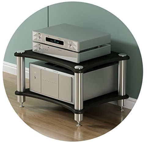 HiFi-Audioschrank TV-/HiFi-/AV-Rack, MDF-Ständer Multifunktionaler Heimschrank Unterhaltungs-Medieneinheit (Color : Schwarz, S : 60 * 48 * 40cm(2Tier))