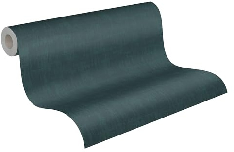 A.S. Création Jade 2 Vliestapete mit Bastmuster 10,05 m x 0,53 m - Blau, Petrol - einfarbige Strukturtapete Made in Germany - 395035