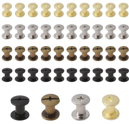 INCREWAY 60 Stück Edelstahl Kreuzschrauben Chicago Befestigungsschrauben Doppelkopf Kreuzschlitz Runde Dübel Pfostenniete Chicago Knöpfe, Mischfarbe (M5*8)