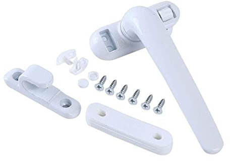 Poignée de fenêtre avec serrure - Quincaillerie de fenêtre - Poignée de verrouillage à battant - Blanc - Gauche - 13 x 7 x 5 cm