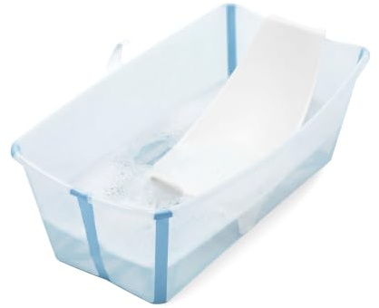 Stokke Flexi Bath X-Large, Ocean Blue faltbare Babybadewanne – leicht, langlebig und einfach zu verstauen – praktisch für zu Hause oder auf Reisen – von 0 bis 6 Jahren
