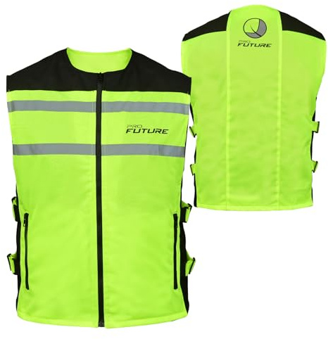 PRO FUTURE Nuevo Hombre Chaleco Alta Visibilidad Reflectante Fluo Seguridad Moto Coche Bici Fluo, amarillo FLUO, L