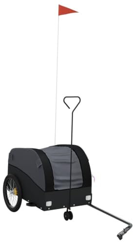 vidaXL Fahrradanhänger, Lastenanhänger für den Transport Schwerer Güter, Anhänger für Fahrrad, Radanhänger Transportanhänger, Schwarz 30kg Eisen