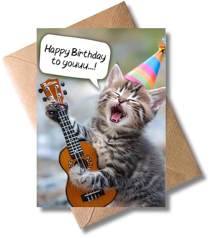 WBdesignz Lustige Geburtstagskarte mit Umschlag - Singende Katze Karte Witzige Glückwunschkarte Geburtstag (DIN A6)