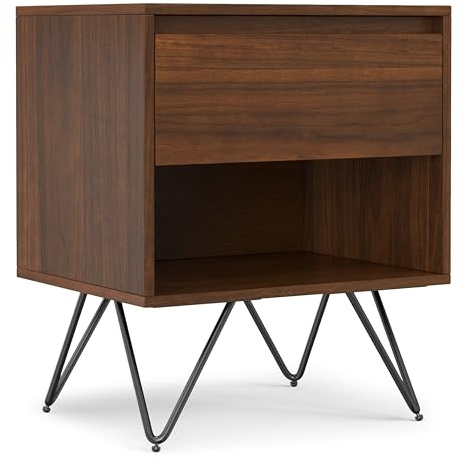 SIMPLIHOME Hunter - Mesita de noche industrial moderna de 50,8 cm de ancho en nogal para sala de estar y dormitorio