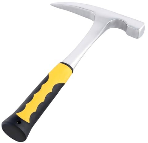 TAICHEUT 24oz Brick Hammer, Geologist Pointed Geology Rock Pick Hammer with Skid Handle for Mining