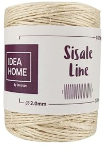 IDEA Home Sisalseil, Natur Sisal Seil, Juteseil, Sisal Schnur, Jutekordel für Haushalt Garten DIY, Kratzseil Katzenzubehör, Braun, 2mm 135M 0.25kg