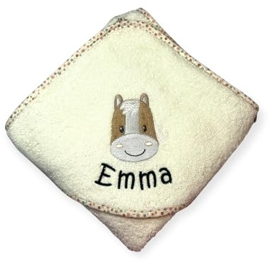 Sterntaler Kapuzenhandtuch 100x100 mit Name personalisiert beige mit Pferd Sunny