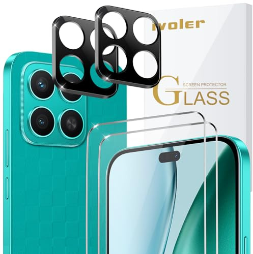 ivoler 2 Piezas Cristal Vidrio Templado Protector de Pantalla para Honor X8C, con 2 Piezas Protector de Lente de Cámara, 9H Dureza, Antiarañazos, Sin Burbujas