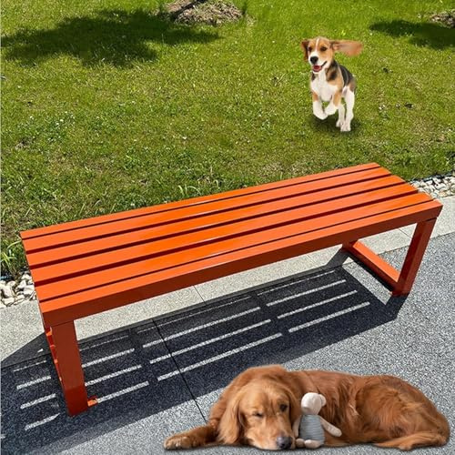 LKPMGOA Gartenbank Metall Gartenbänke mit Metallbeinen, Gartenbank, Glatt und Bequem, Bietet Platz für 2–3 Personen(Orange,120cm)