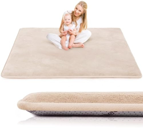 LEHOUR Krabbelmatte für Baby, 150×150×3CM Kinderteppich, rutschfest, | Weicher, Dicker Kinderteppich, Baby-Krabbelmatte, Rutschfester Untergrund, Schutz beim Spielen, Geeignet für Mädchen & Jungen